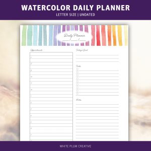 Watercolor Daily Planner. Letter size. Undated.