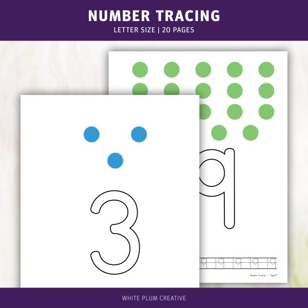 Number Tracing. Letter Size. 20 pages.