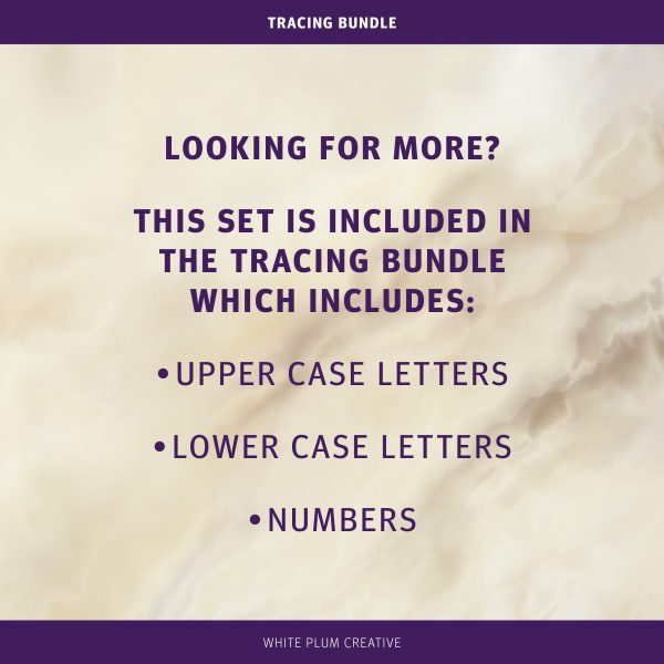Looking for more? This set is included in the tracing bundle which includes: upper case letters, lower case letters and numbers.