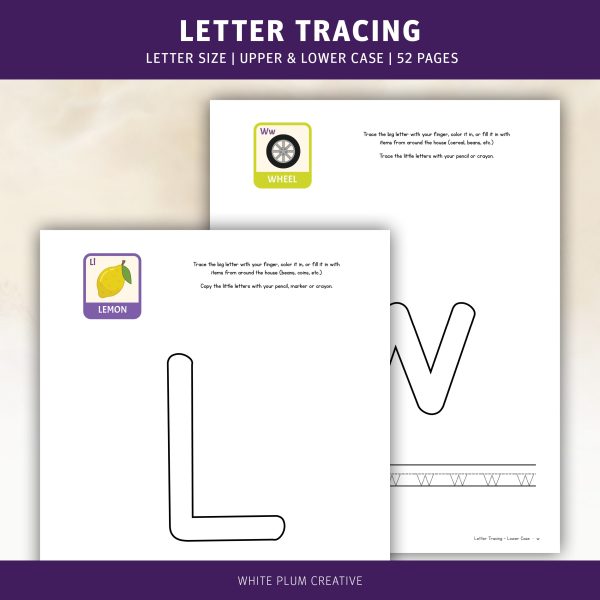 Letter Tracing, upper case and lower case